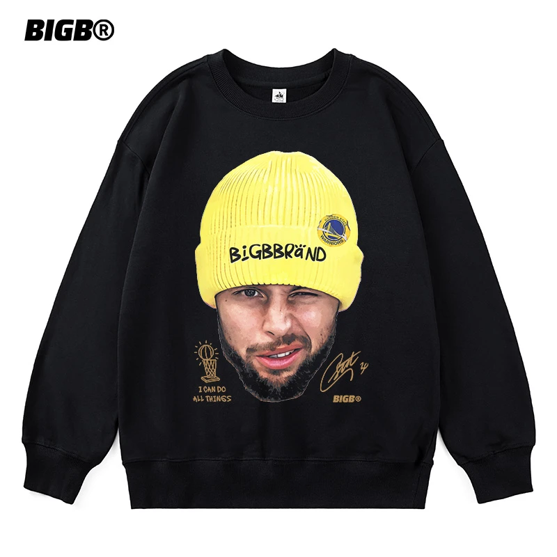 BIGB库里大头美式纯棉潮牌街头长袖卫衣