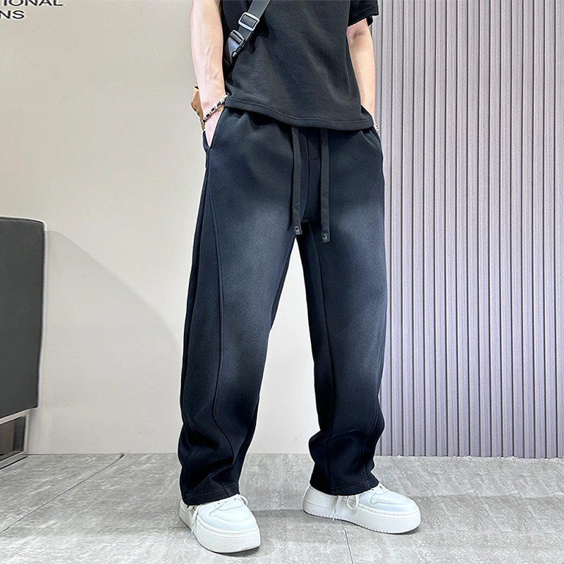 XJOB春秋新品潮牌阔腿直筒高街潮流大码休闲长裤弯刀裤裤子男潮牌