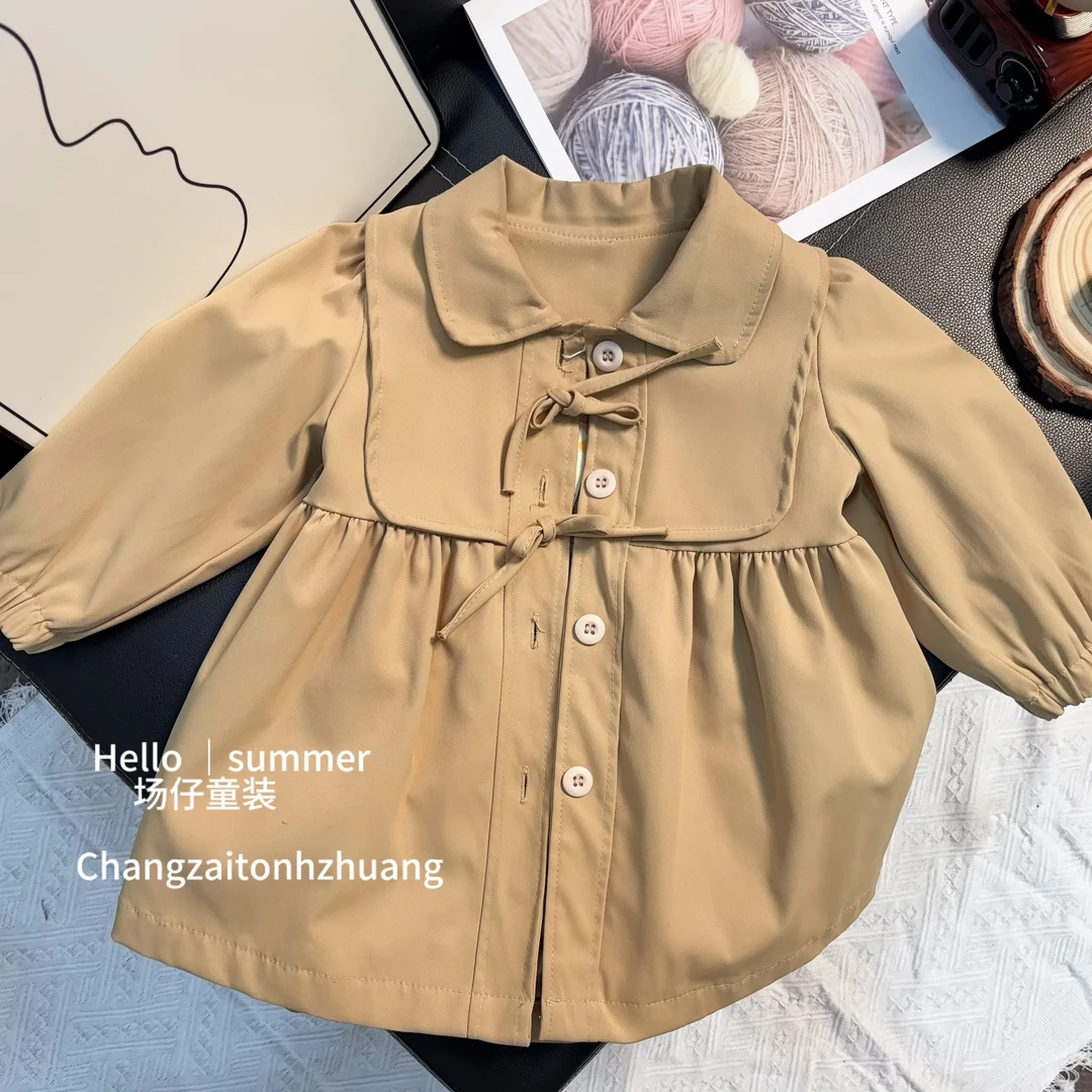 女童风衣春秋季新款洋气时髦女宝宝英伦风秋装儿童中长款外套6671