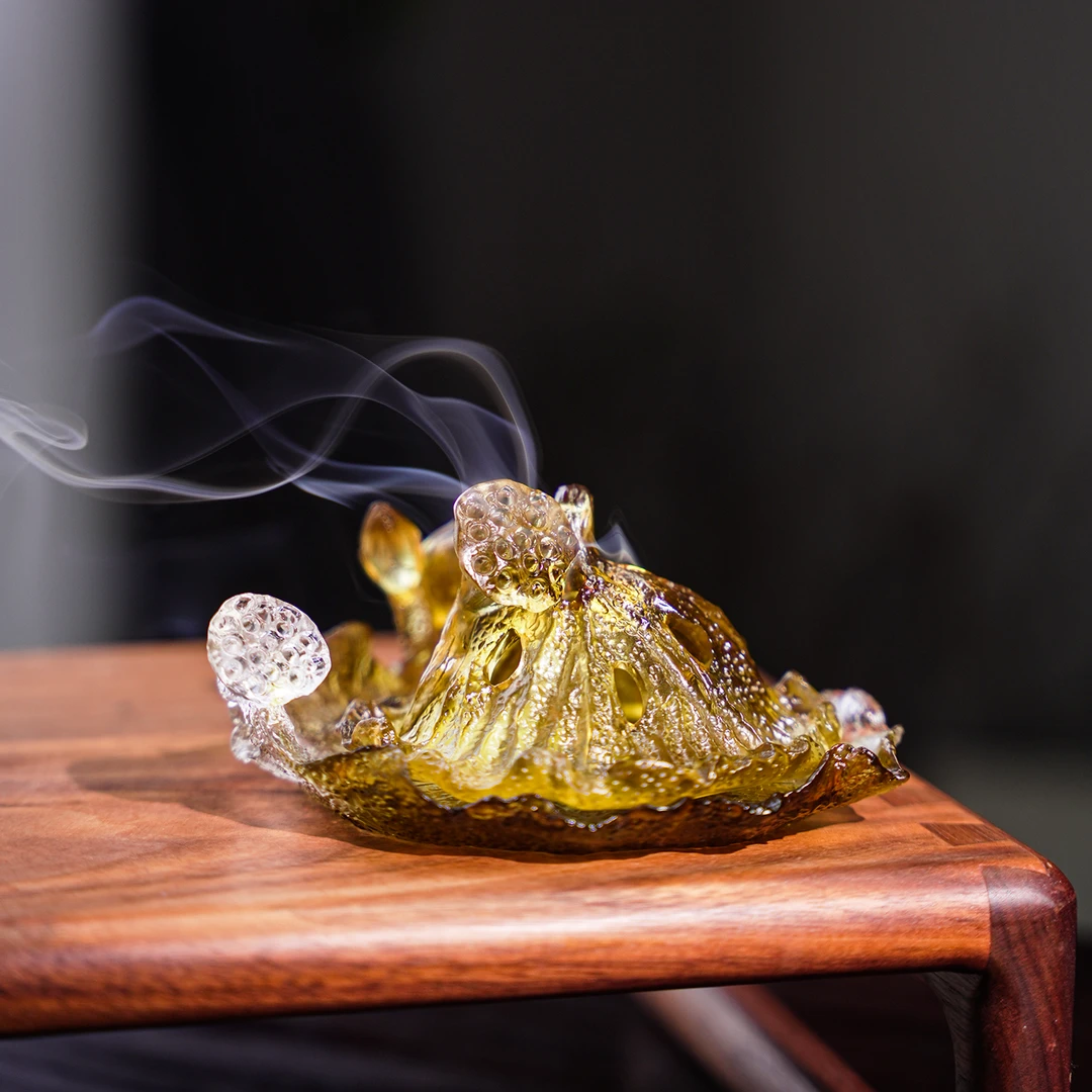 古法琉璃枯荷香炉