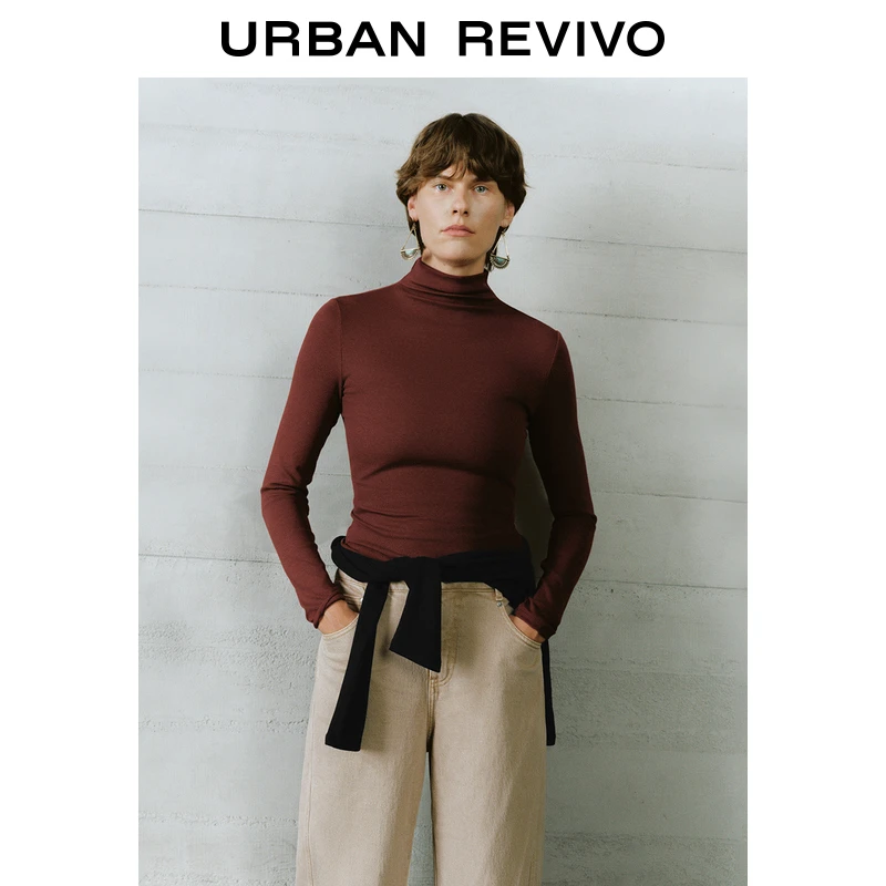 UR女装简约休闲百搭高立领长袖T恤UWM440038