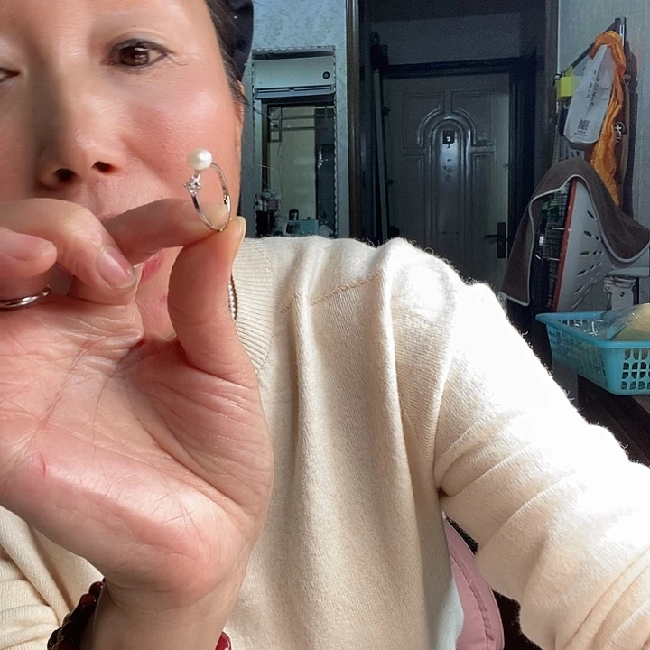 戒指银S925镶嵌淡水珍珠戒指小珍珠