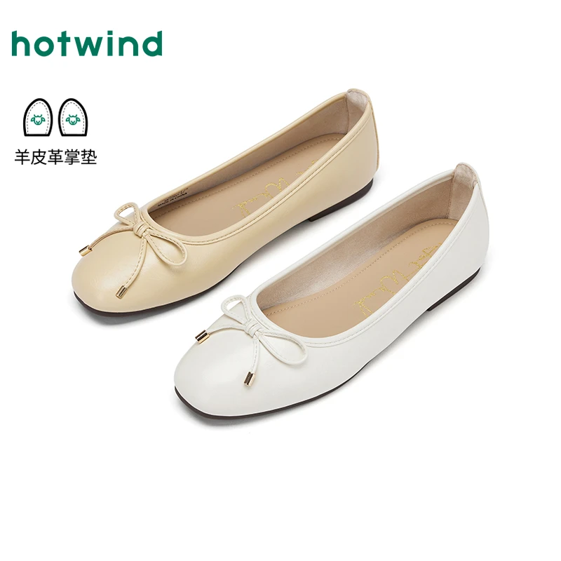 热风2025年春季新款女士时尚圆头休闲鞋H07W25113平底轻奢鞋子