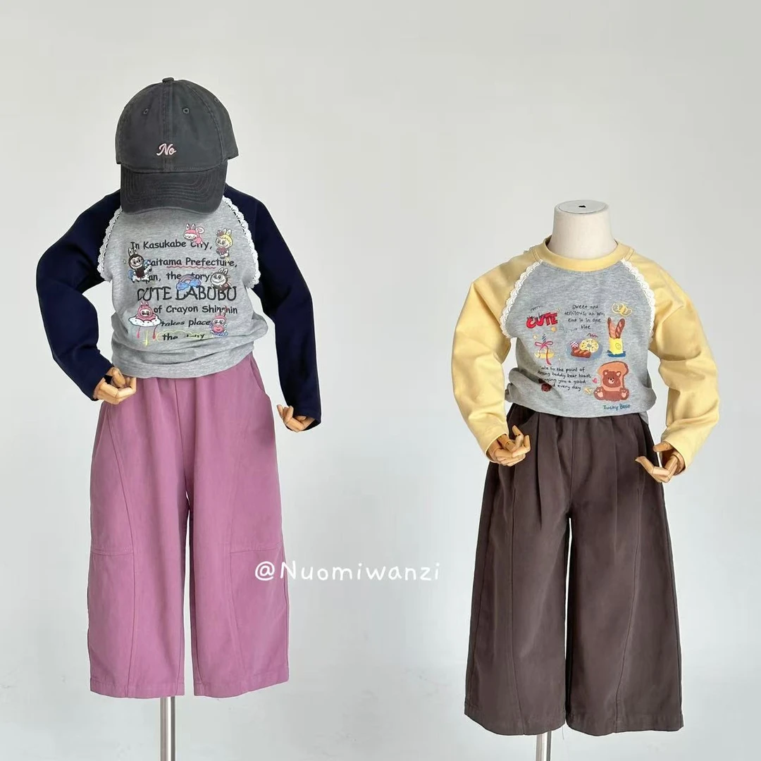 丸子十【现货】【甜妹出行】花边甜美侧边津辣妹打底（秋款）WZJ-25606