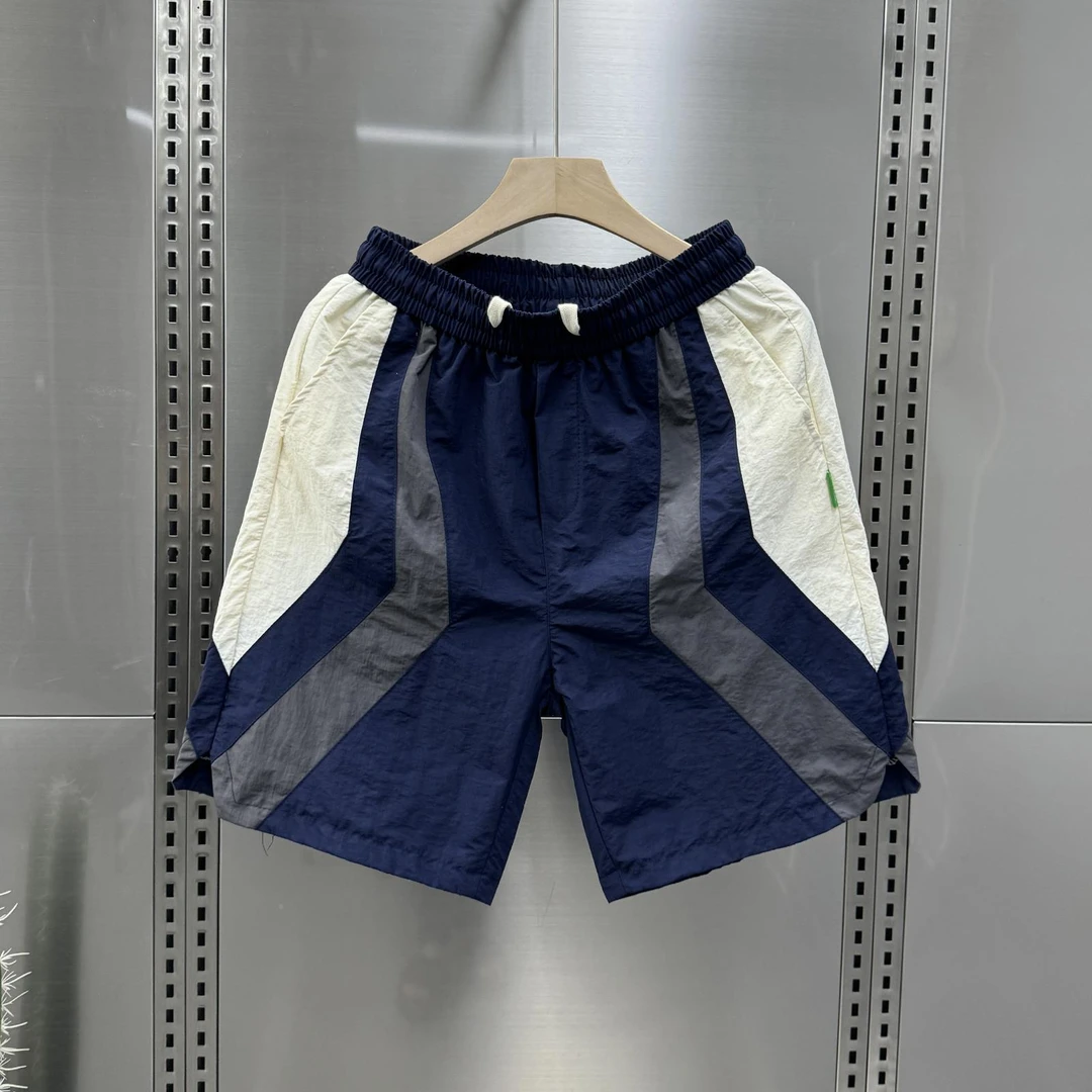【澳门专柜正品】夏季条纹短裤男速干沙滩裤青年潮流宽松拼色五分
