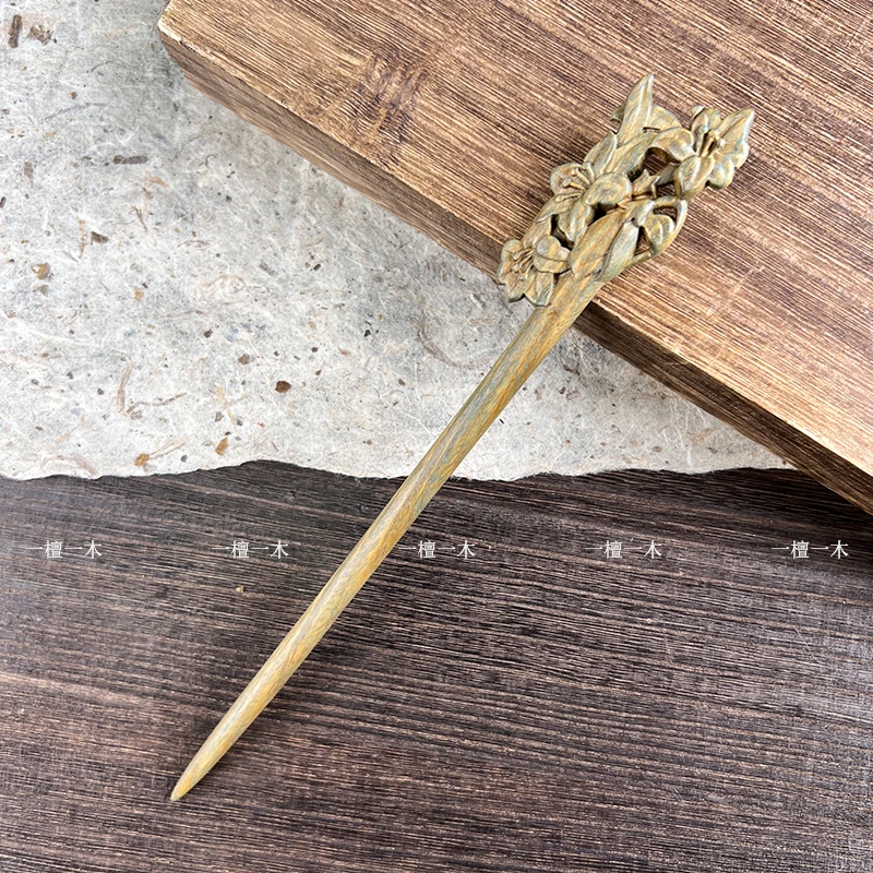 百合花丨绿檀中式百合花发簪女小众设计国风汉服头饰复古精致发簪