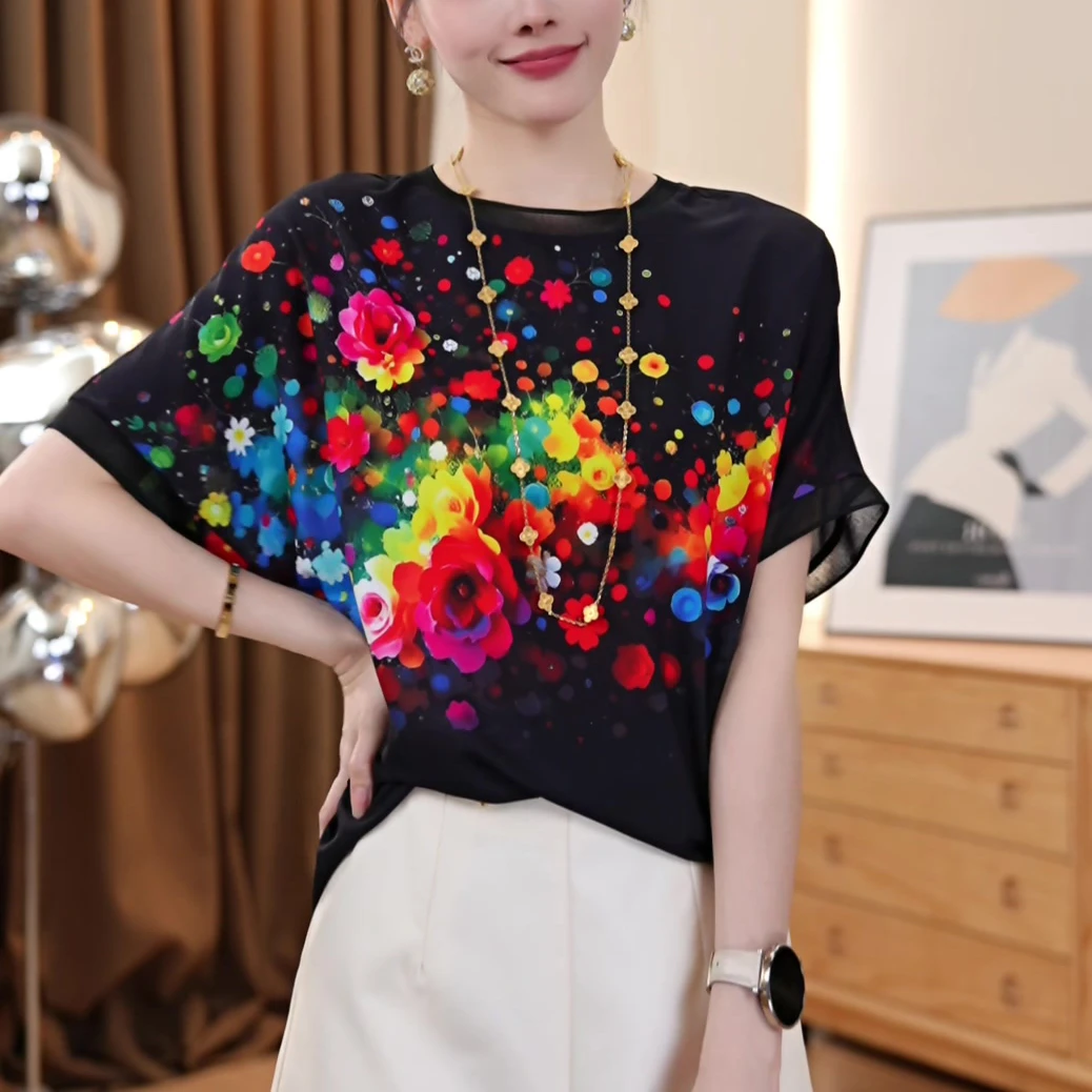 夏季高端设计师款薄款透气减龄气质小衫百搭宽松显瘦时尚套头上衣