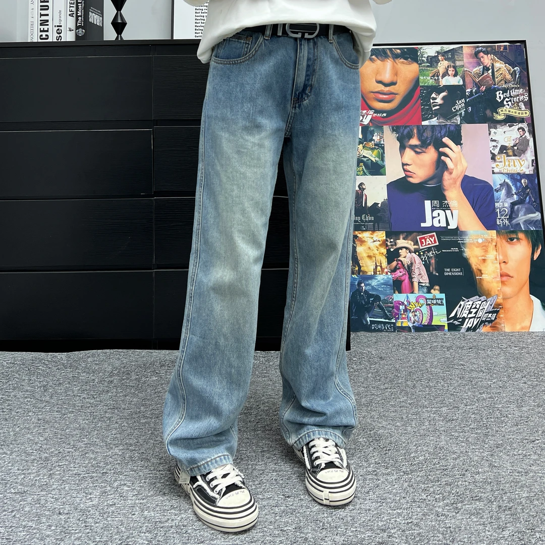 【Ashley】春款新款Cleanfit靛蓝色美式直筒百搭牛仔裤水洗宽松8032