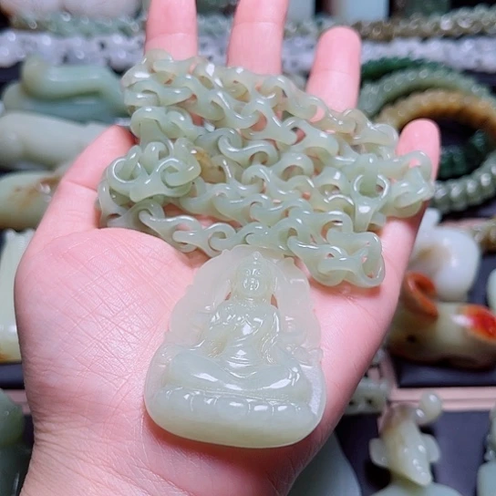 和田玉未镶嵌吊坠(不含链)机**…