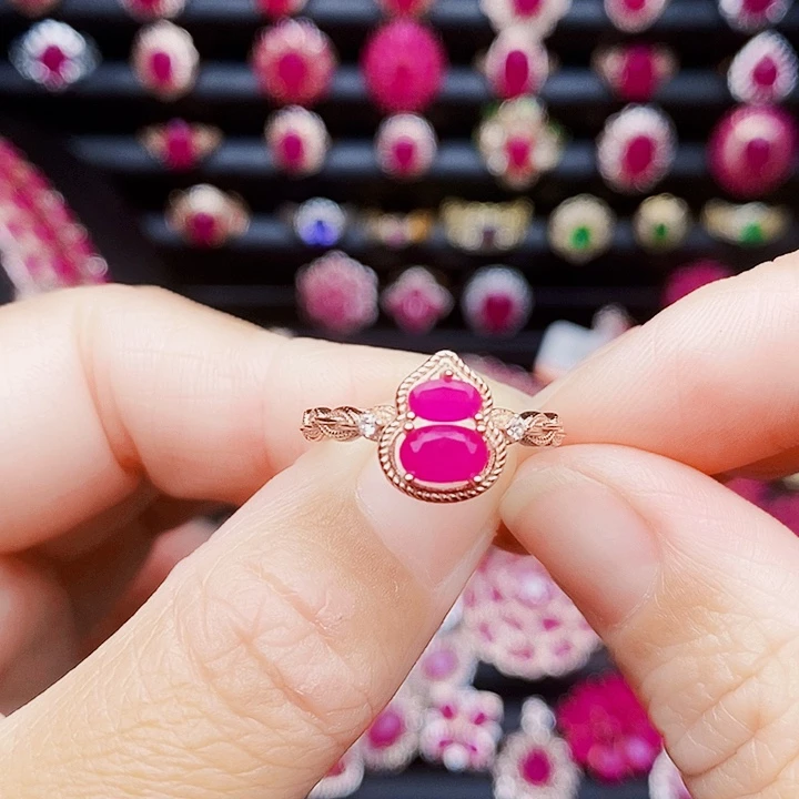 红宝石银S925镶嵌戒指