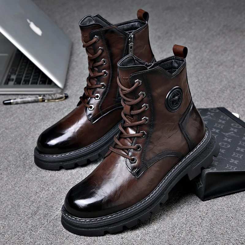 路易圣戈希男士秋季马丁靴冬潮流时尚休闲切尔西靴大头靴工装鞋