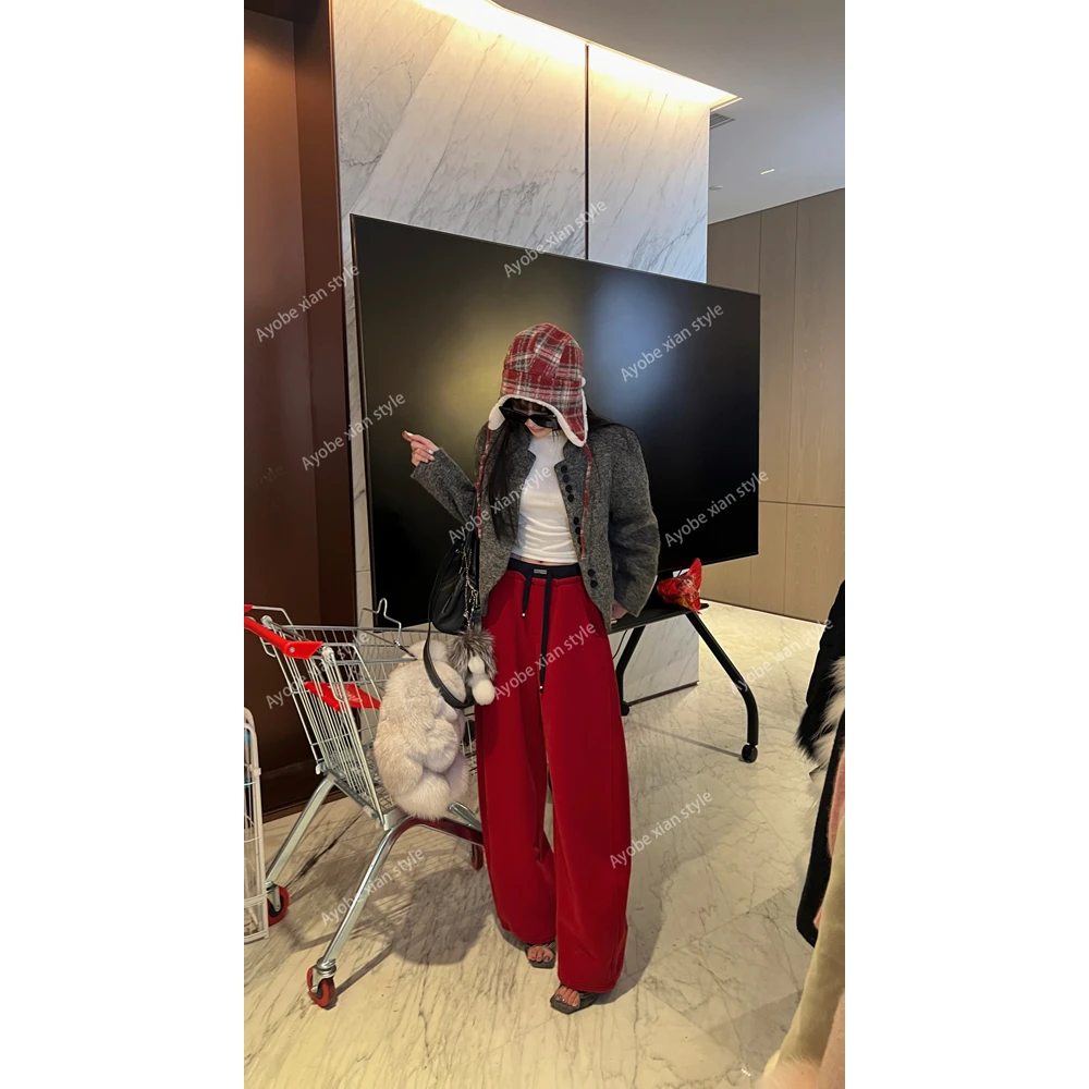 【AYOBE】小贤 美式百搭显瘦休闲风加绒保暖裤秋冬辣妹潮流长裤