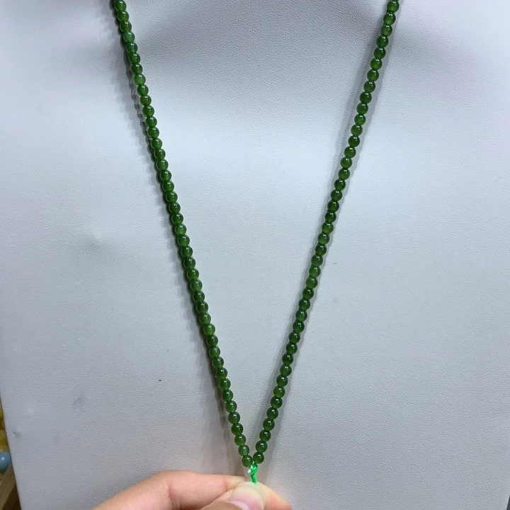未镶嵌和田玉（碧玉）珠宝半成品4mm