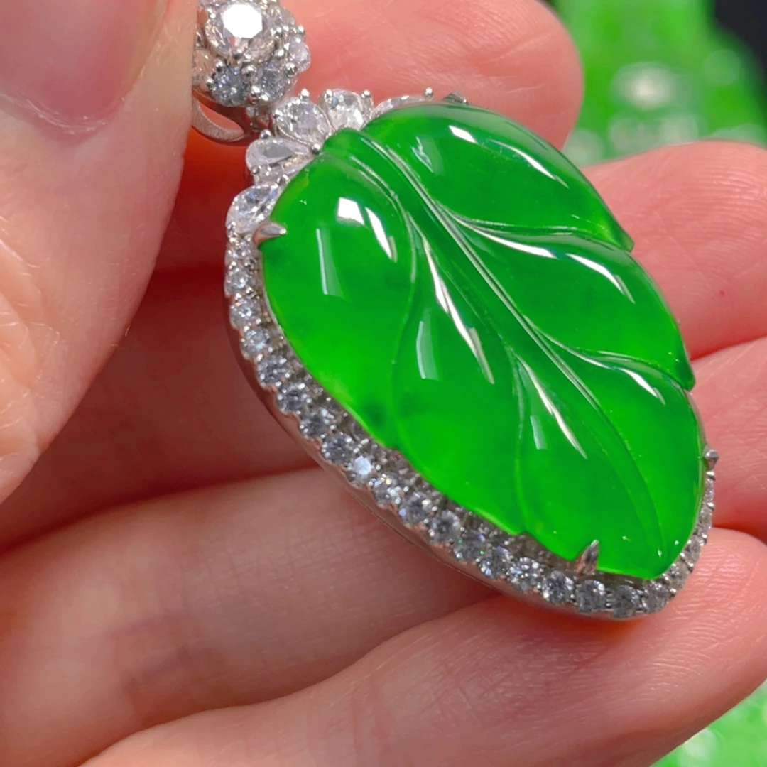 吊坠(不含链)银S925镶嵌翡翠