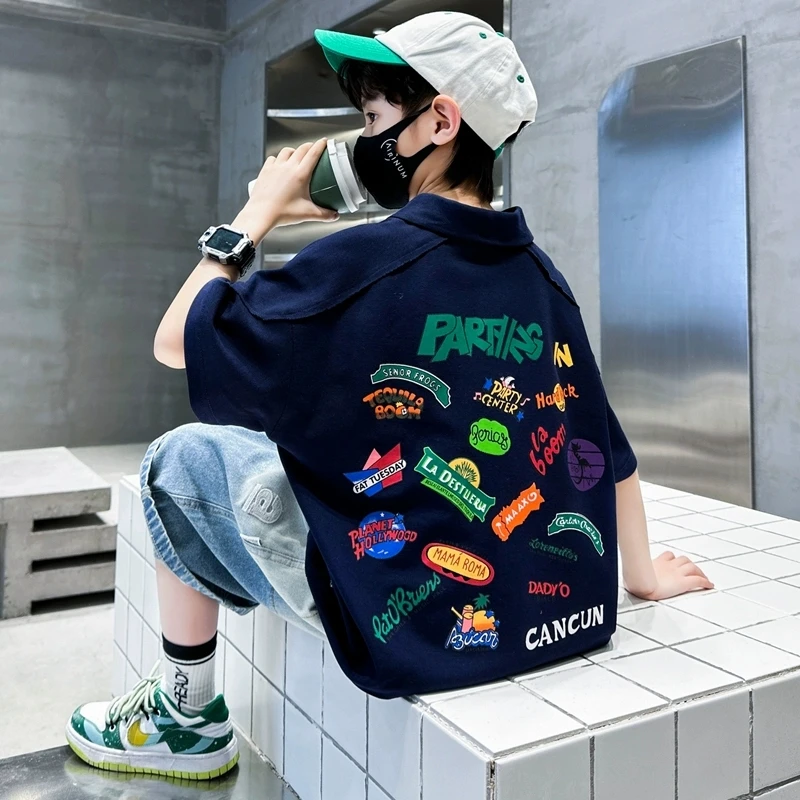 儿童装男童夏装T恤2025新款中大童夏季短袖男孩棉夏款POLO衫潮T