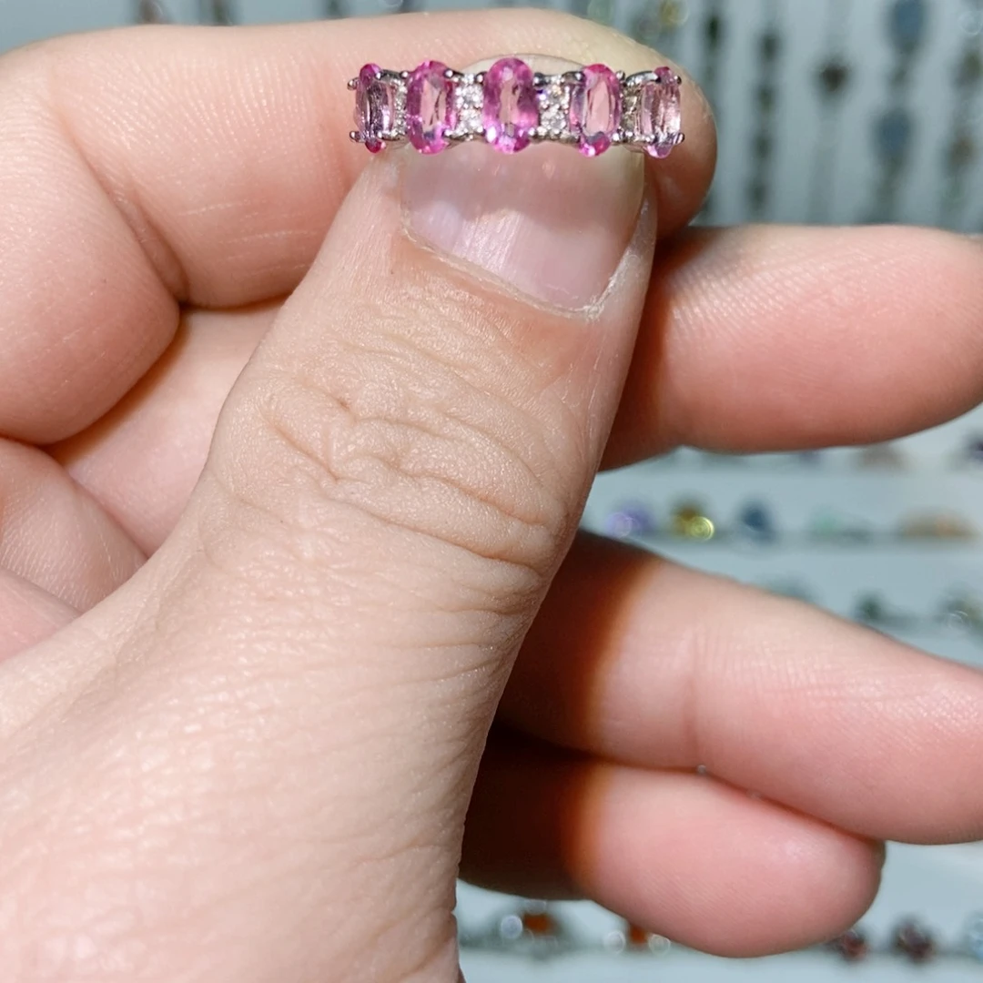 绿水晶戒指银S925镶嵌