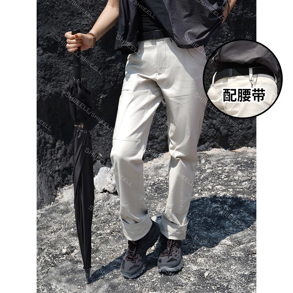 SHIIEELL【山系物语】轻户外棉质直筒多口袋休闲工装裤带腰带Z3155