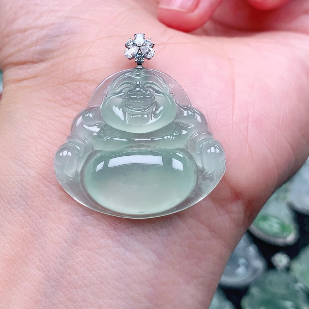 吊坠(不含链)18K金镶嵌翡翠