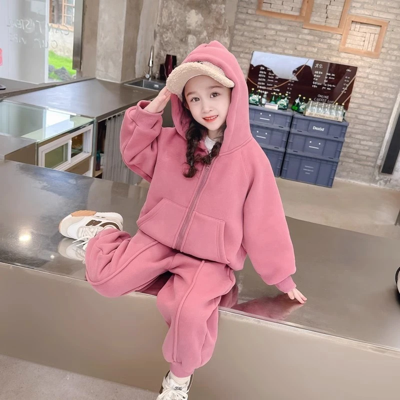 巴拉开门红女童加绒套装秋冬装2026新款洋气时髦儿童女宝休闲加厚