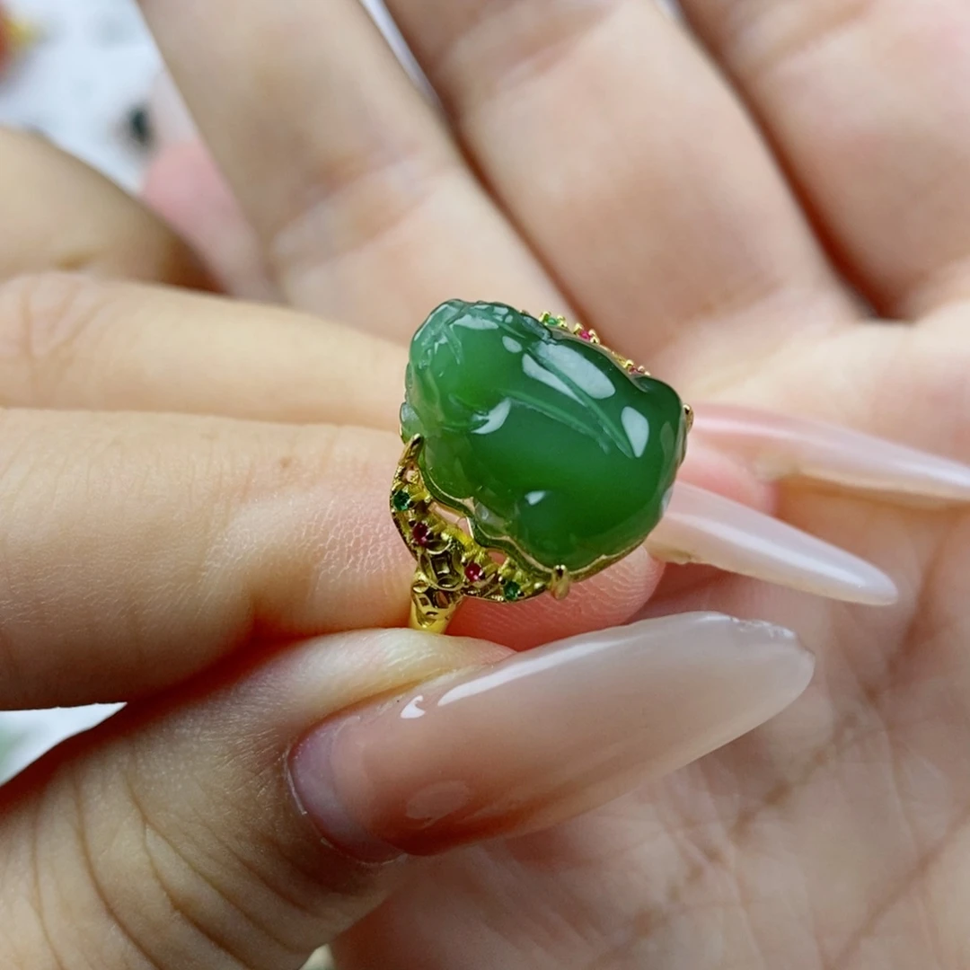 银S925镶嵌戒指和田玉