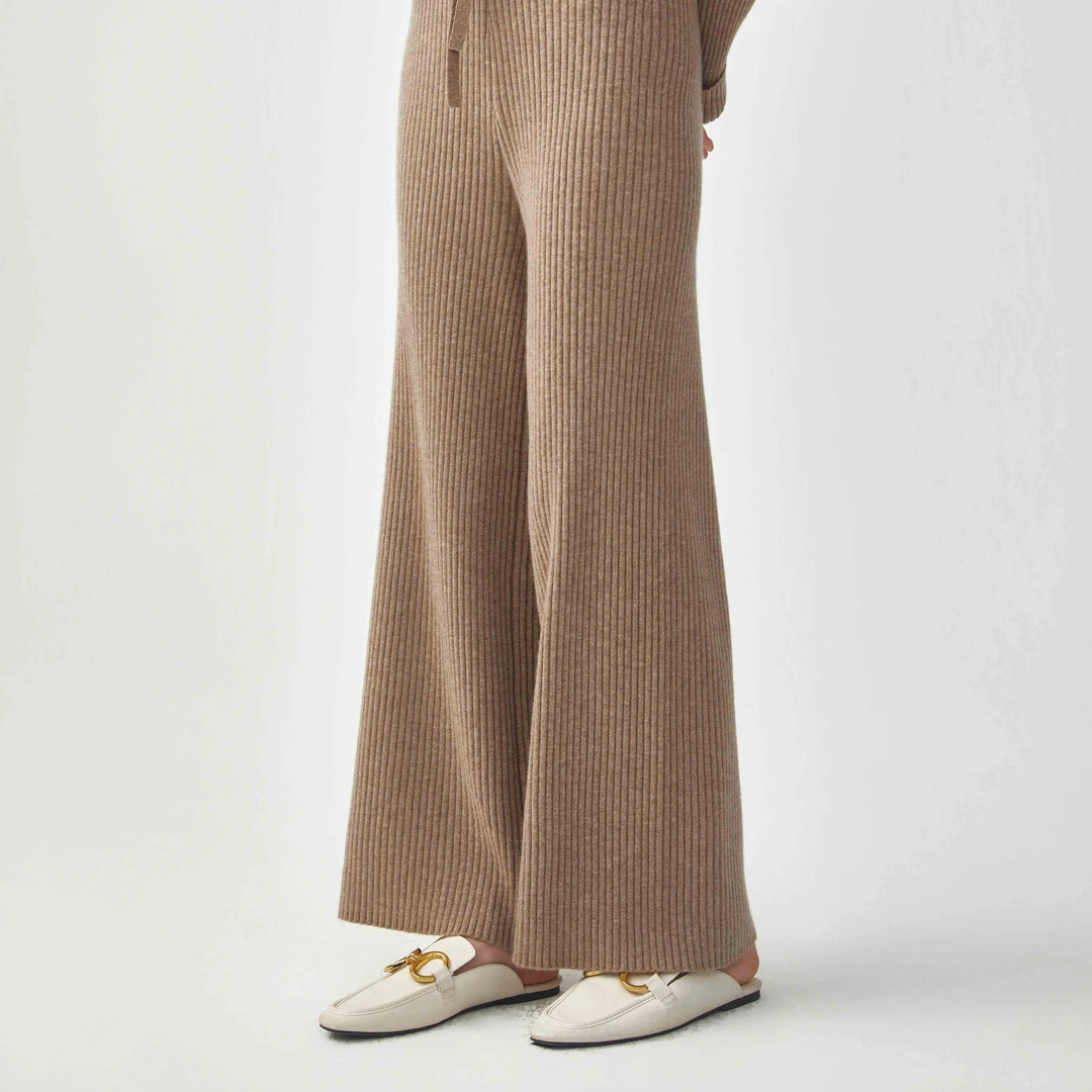 King Deer/鹿王秋冬百搭时尚针织休闲宽松直筒羊绒裤L804164