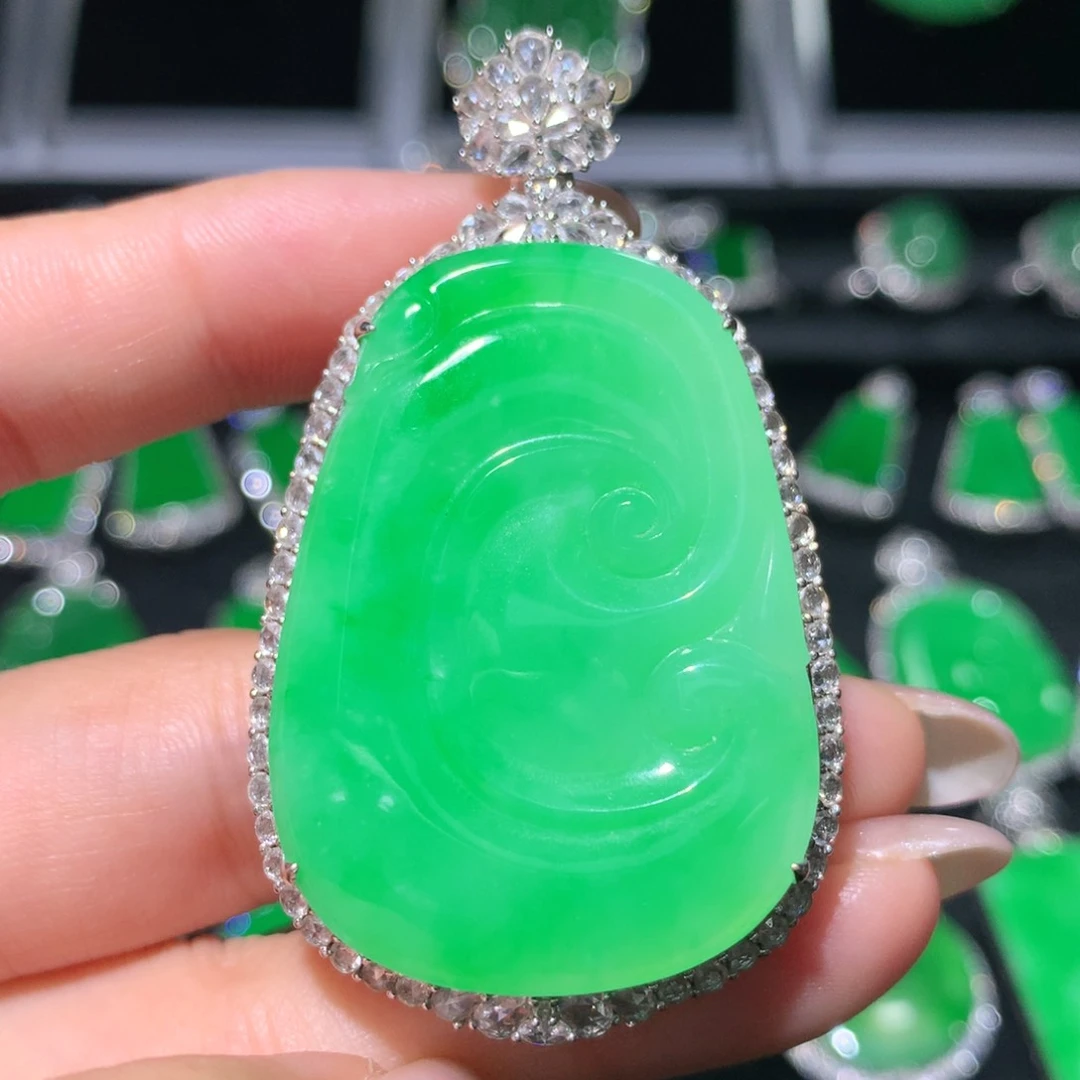 翡翠18K金镶嵌吊坠(不含链)翡翠