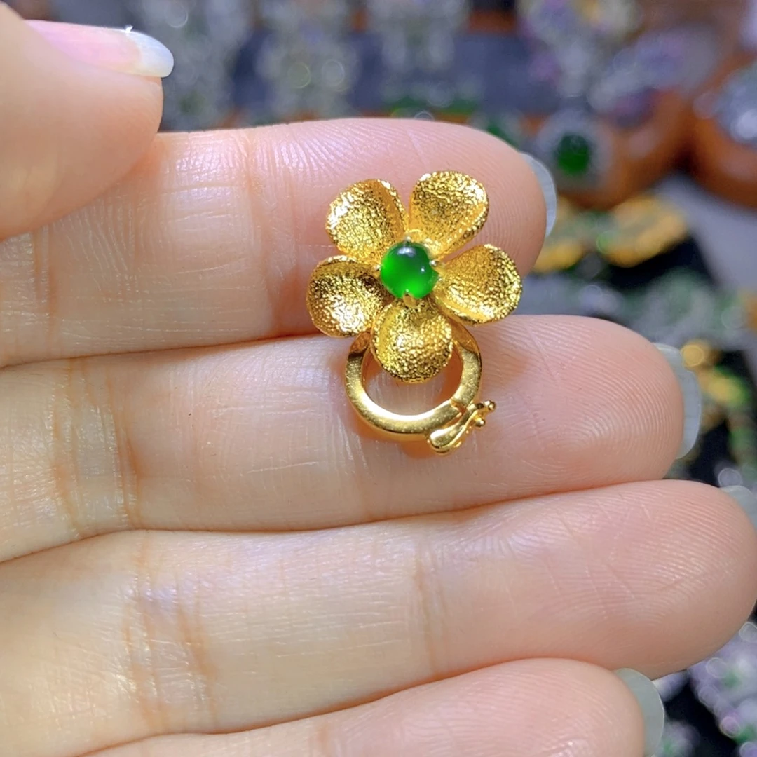 翡翠颈饰银S925镶嵌天然翡翠