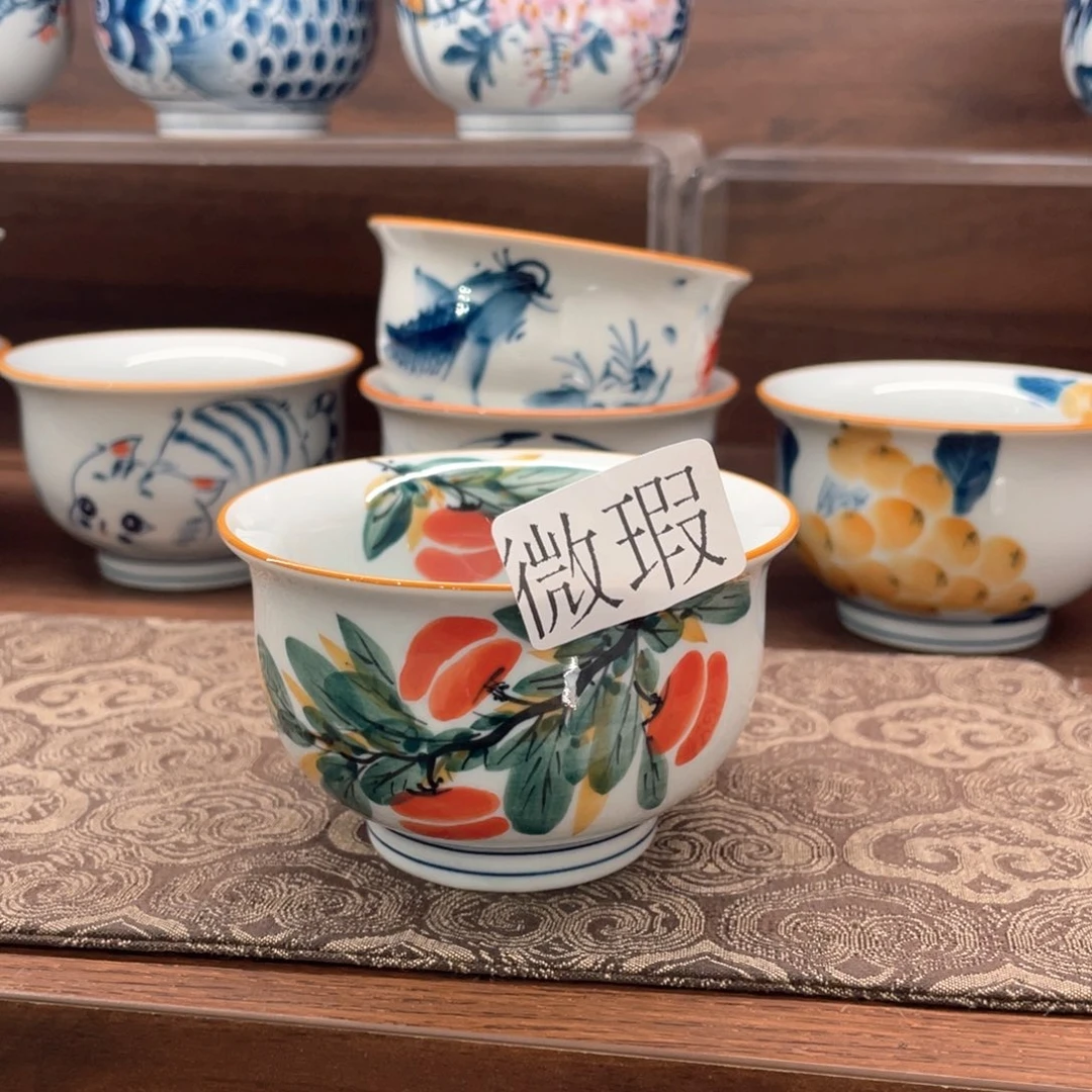 釉下手绘茶具微瑕