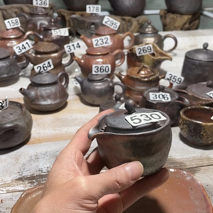 纯手工捏制柴烧茶具