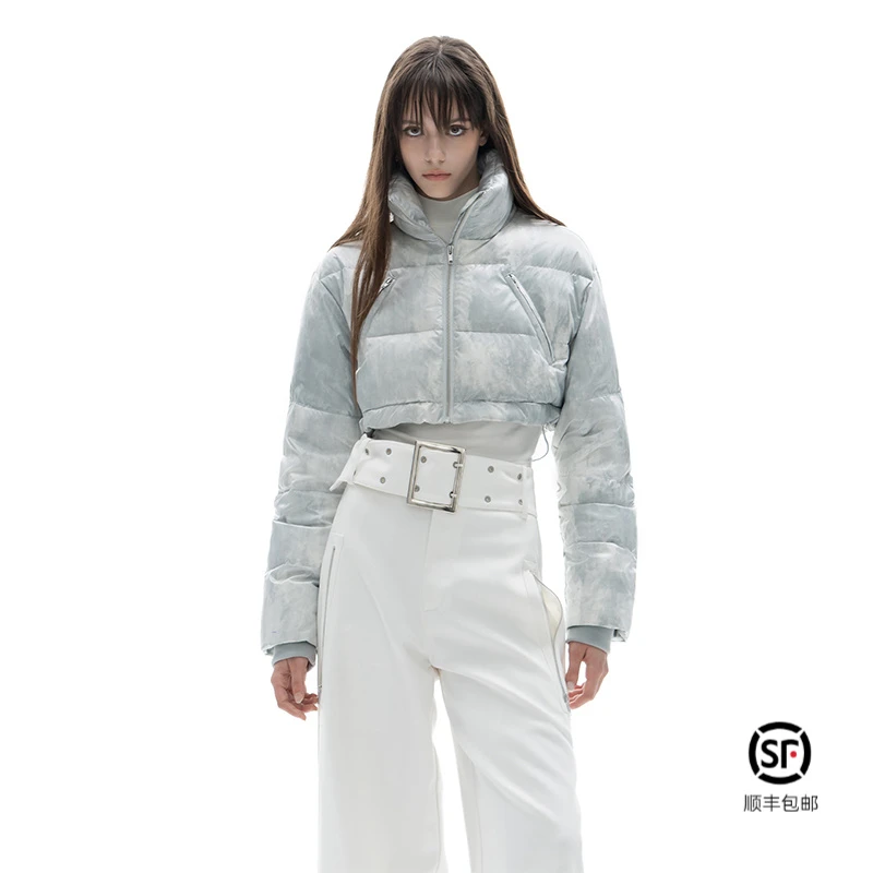IMXS二合一可拆卸两穿羽绒服女 定制扎染印花轻量化短款防风外套