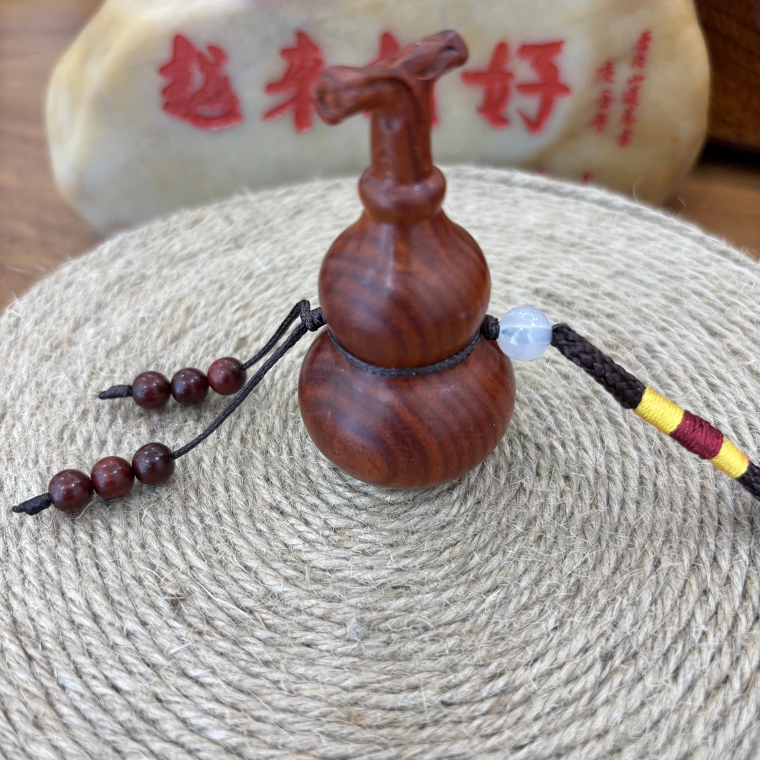 正宗血檀木葫芦手把件木雕文玩