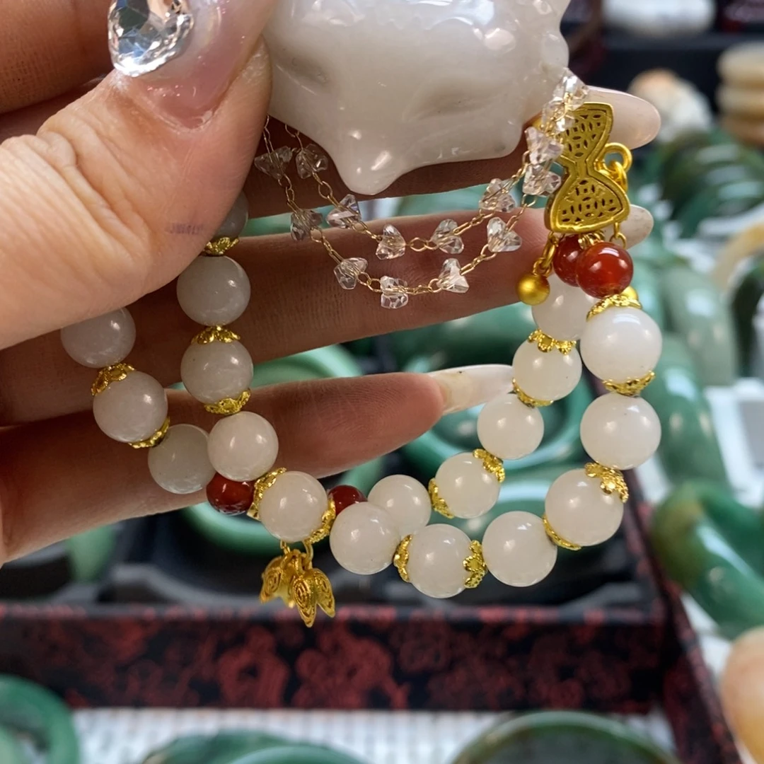 石英岩玉足铂镶嵌手镯