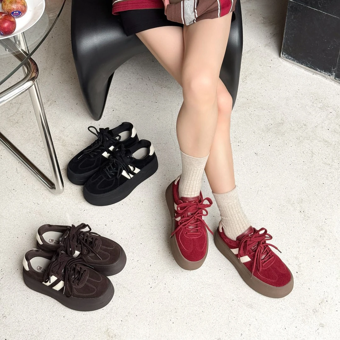 实体店品牌德训鞋轻职风增高深口时尚休闲鞋低跟复古港风日式