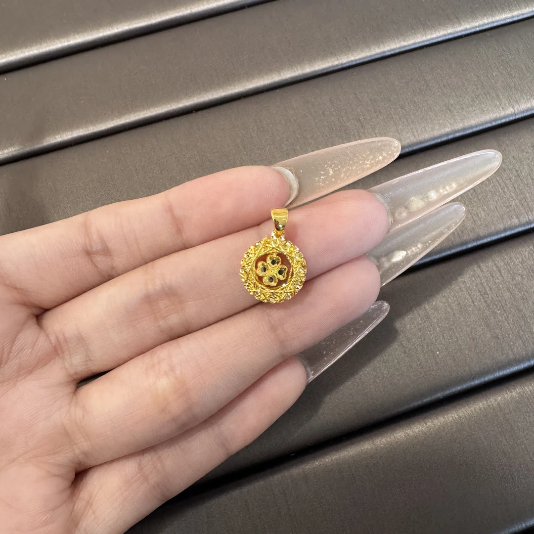 复兴足金999黄金吊坠四叶草捕梦网吊坠