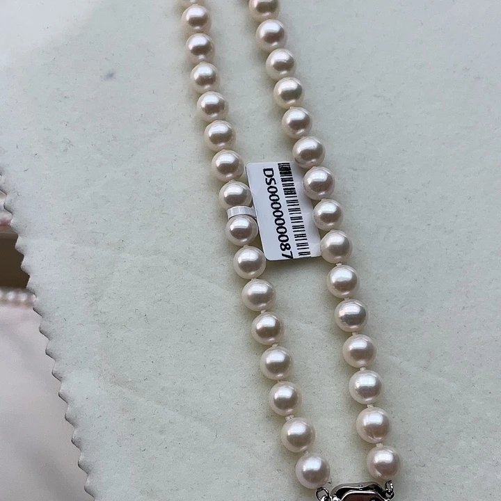 淡水珍珠颈饰银S925镶嵌雨****卡8➕高品极光白炫彩