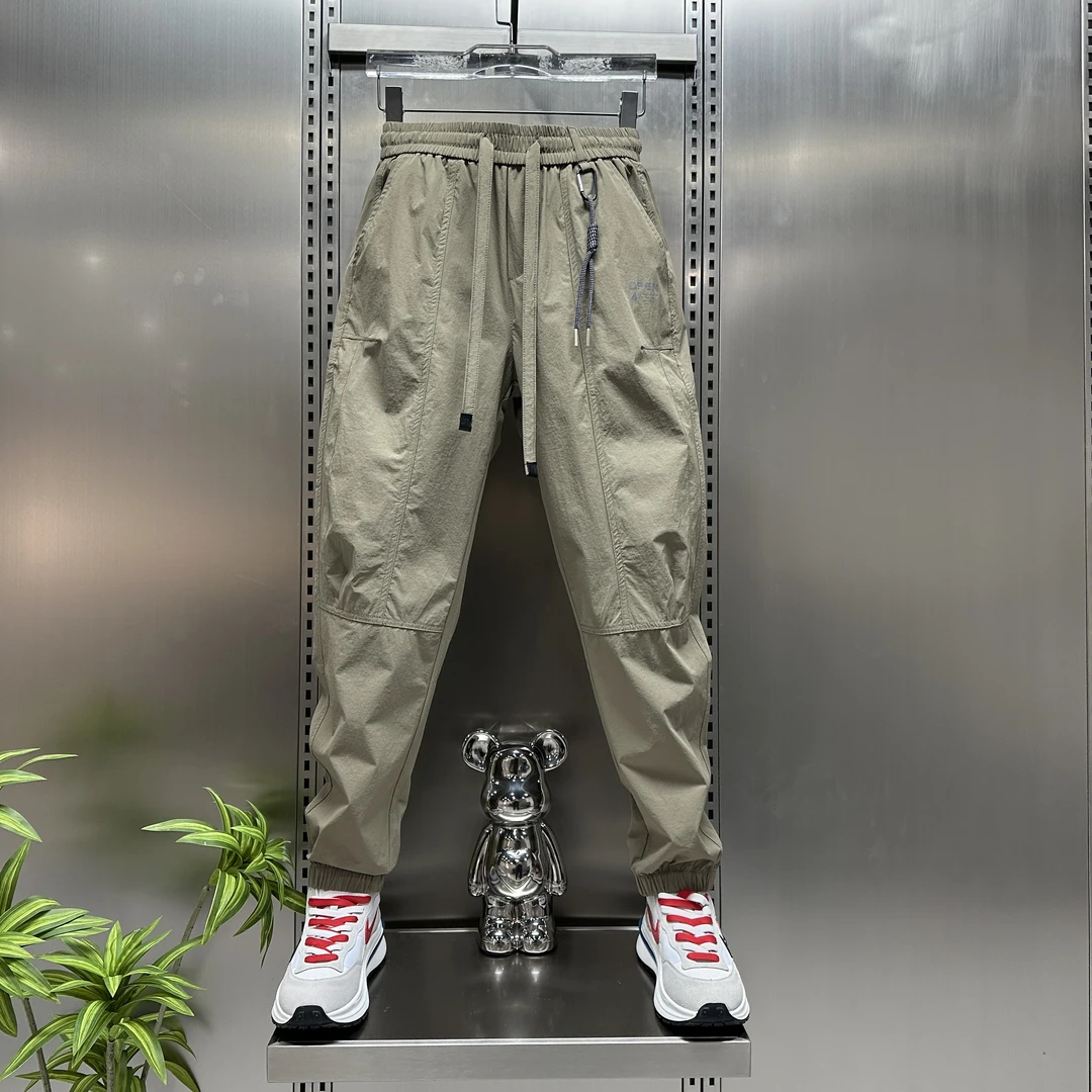 夏季薄款速干裤潮流宽松男裤子九分裤休闲裤2024新款冰丝运动吸湿