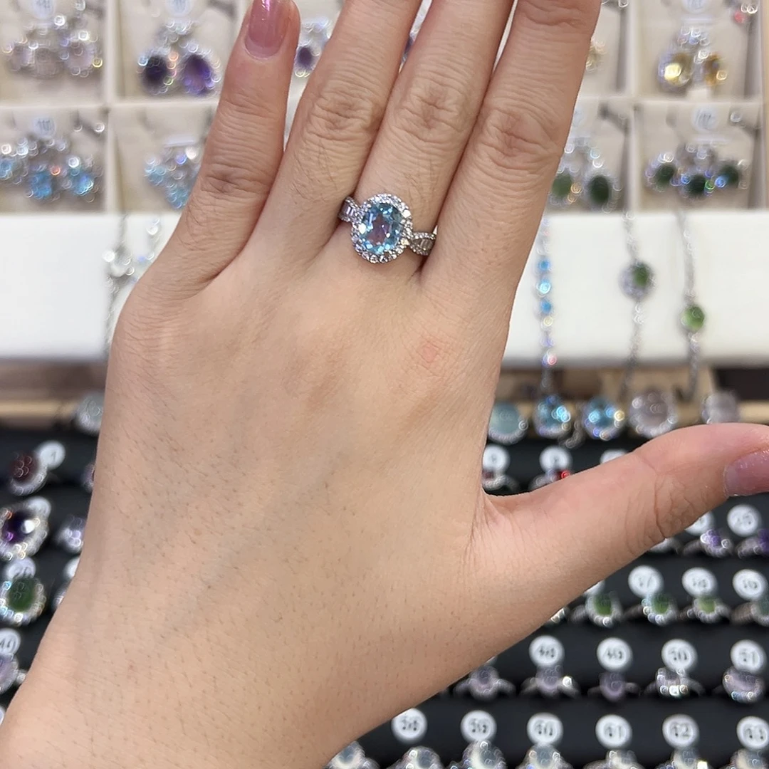 戒指托帕石银S925镶嵌