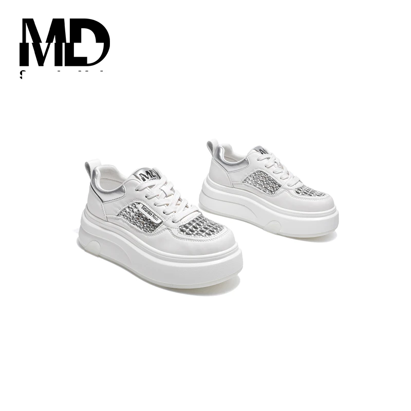 【谢亚平专属】SATURDAYMODE夏季新款简约网面厚底小白鞋 2112E19