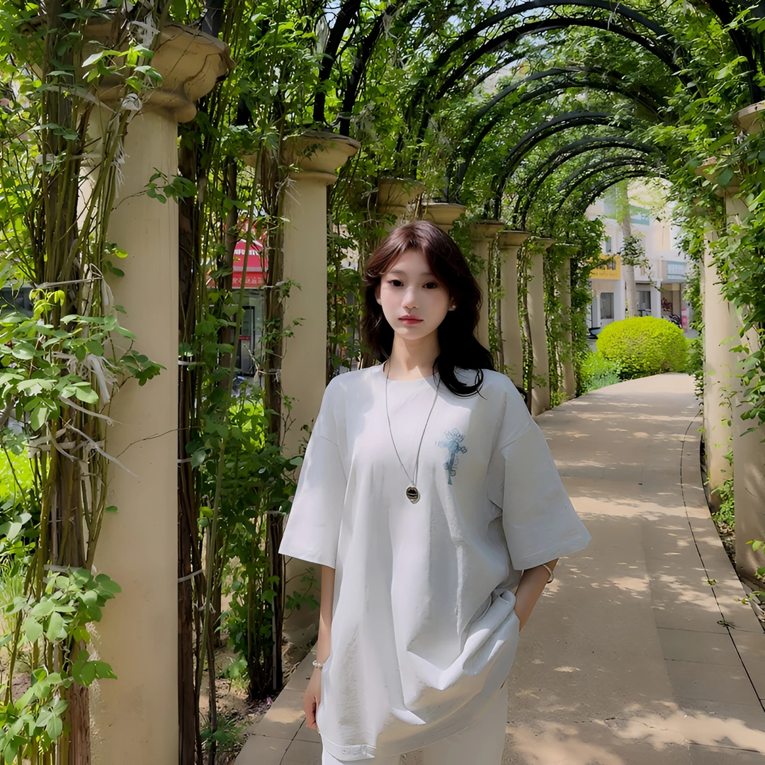 Oblivire夏季出行Drew美式百搭宽松印花休闲情侣短袖T恤上衣