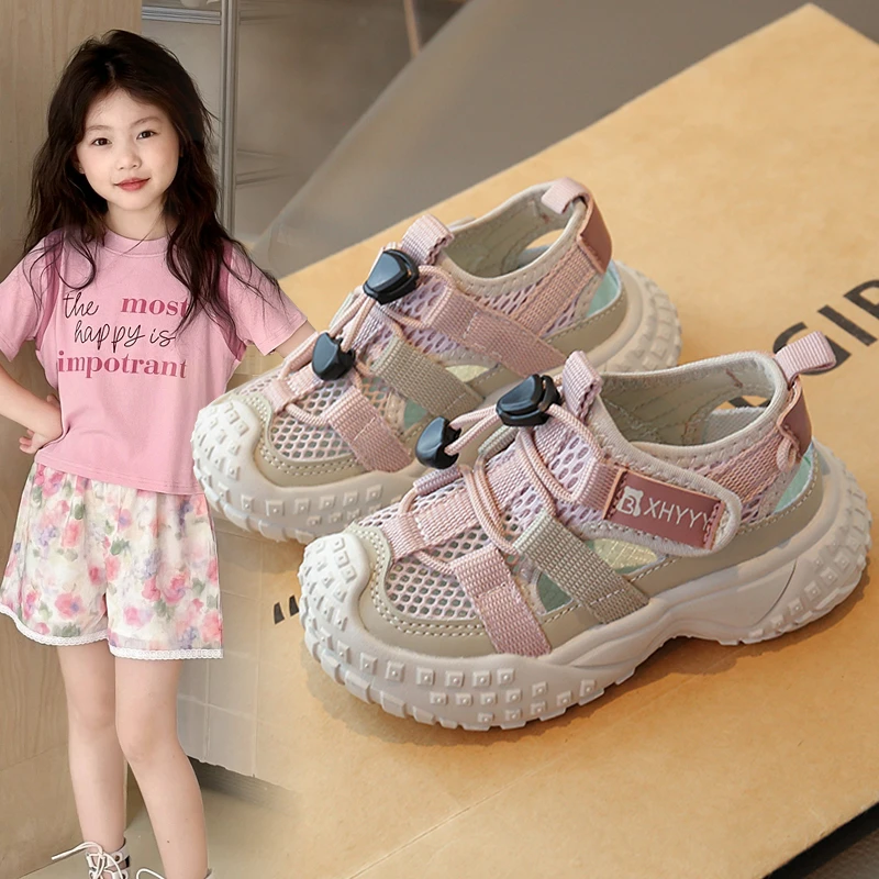 ABC女童凉鞋新款女孩运动鞋夏季儿童溯溪凉鞋包头百搭透气单网鞋