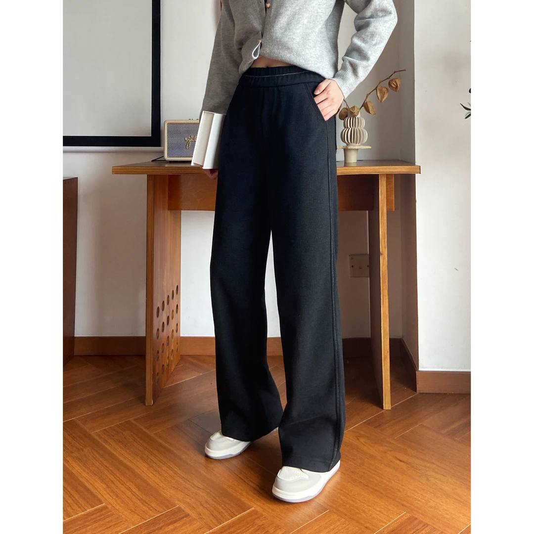 KIKI严选：1356-N家欧洲站南油秋冬新款松紧腰直筒休闲裤