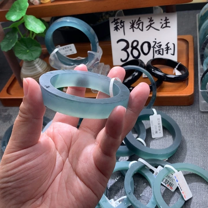 定制翡翠梦幻极光蓝宽版方镯未镶嵌