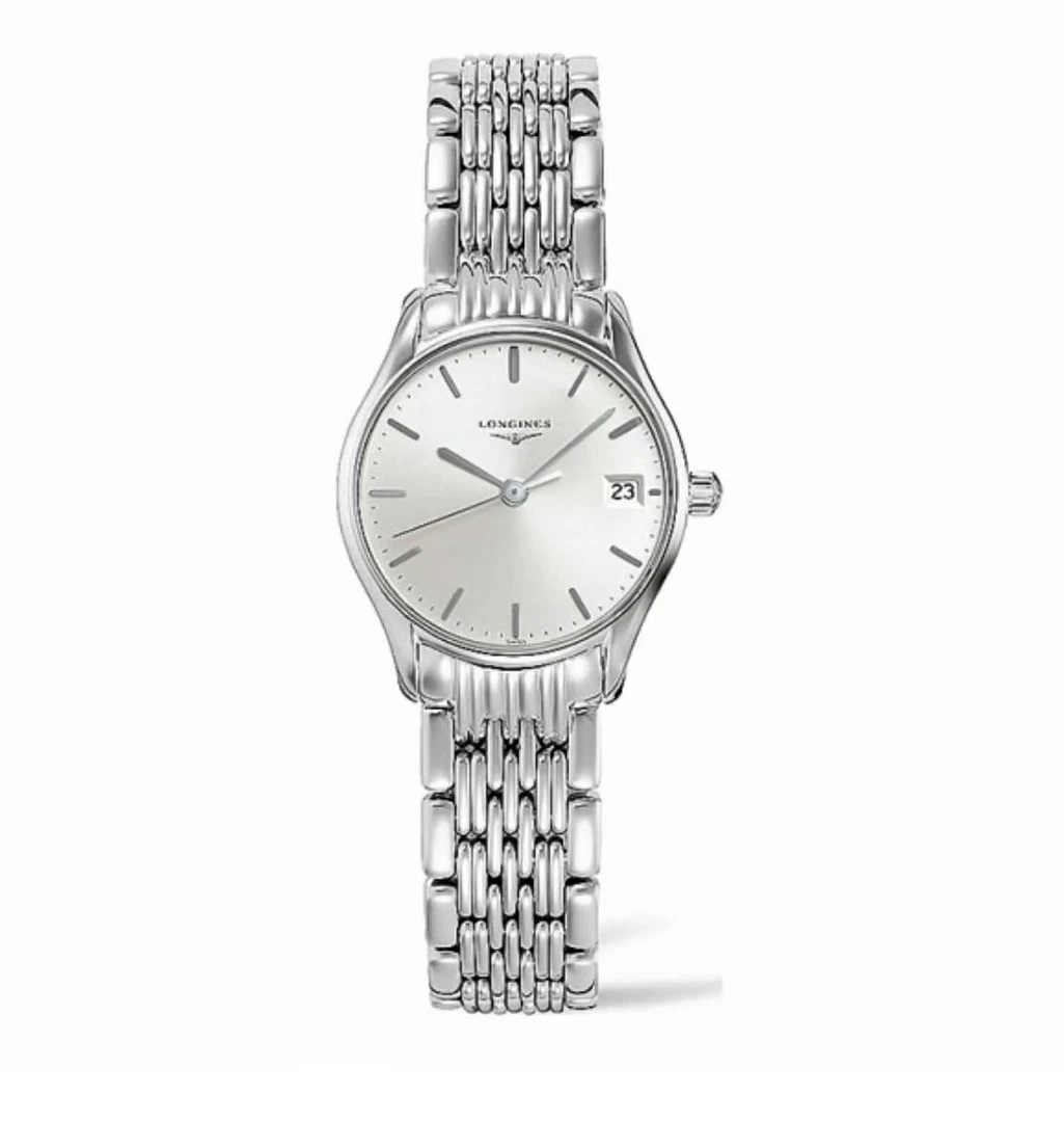 99新 Longines/浪琴    优雅25钢带石英银盘L4.259.4.72.6jw