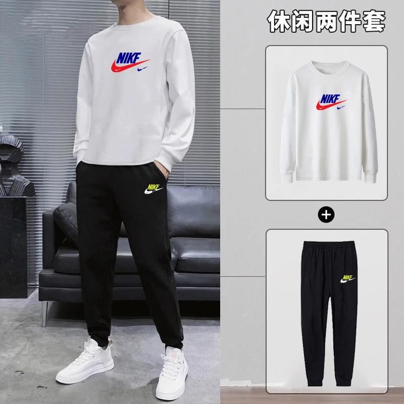 NK男士休闲运动套装秋冬季新款宽松圆领卫衣卫裤两件套跑步运动服