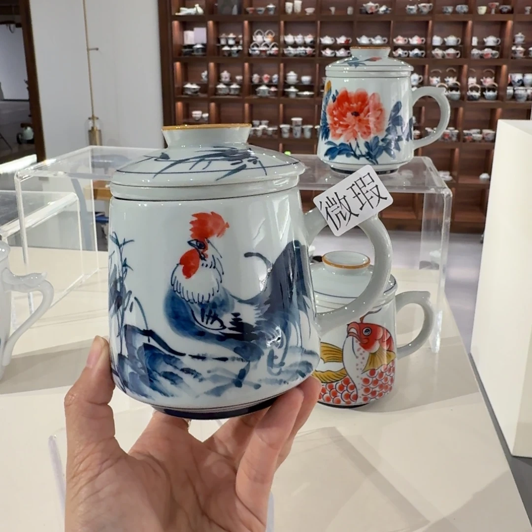釉下手绘茶具微瑕