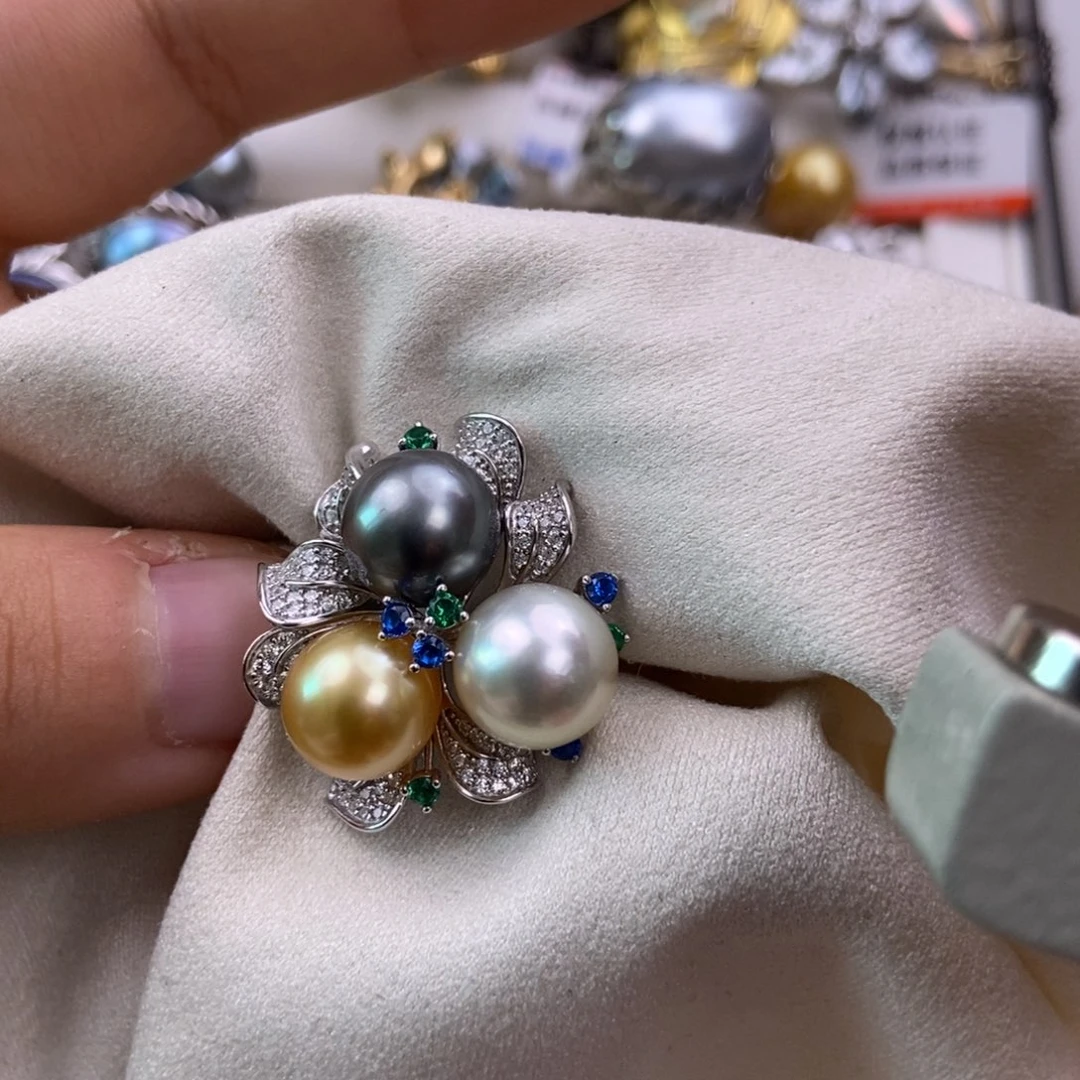 海水珍珠戒指银S925镶嵌