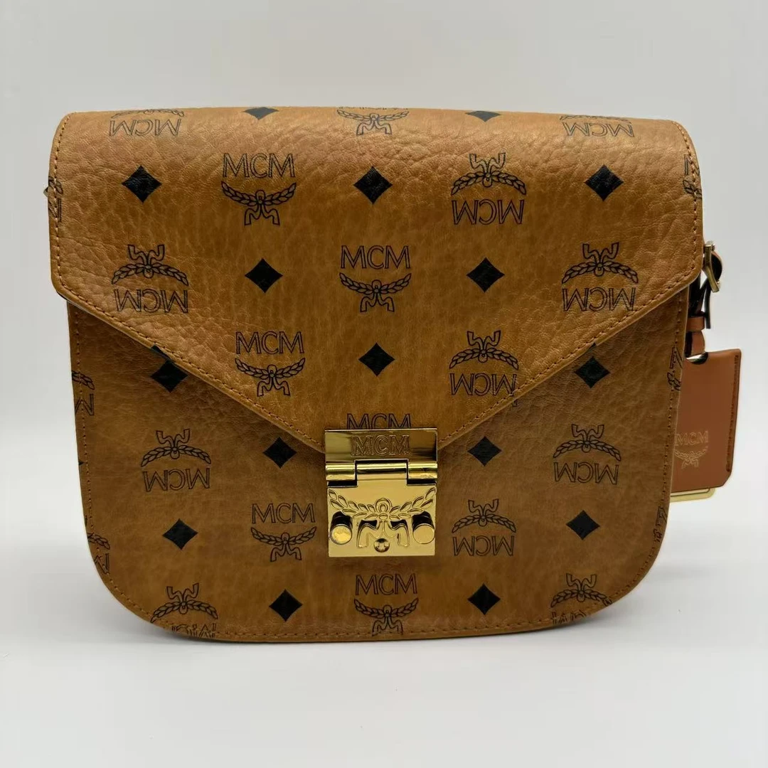 95新 MCM 干邑色马鞍单肩包