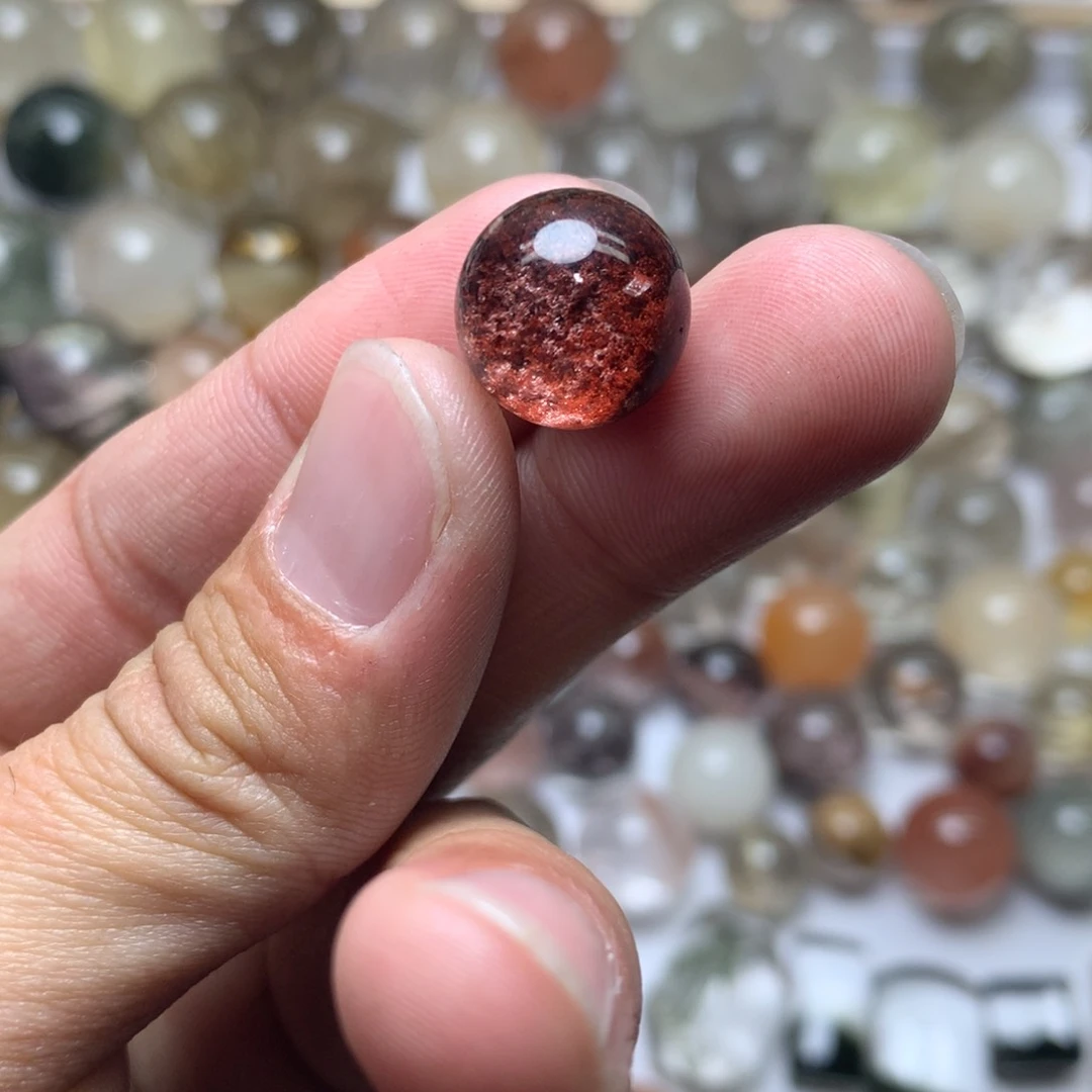 水晶珠宝半成品未镶嵌小*子红幽灵球