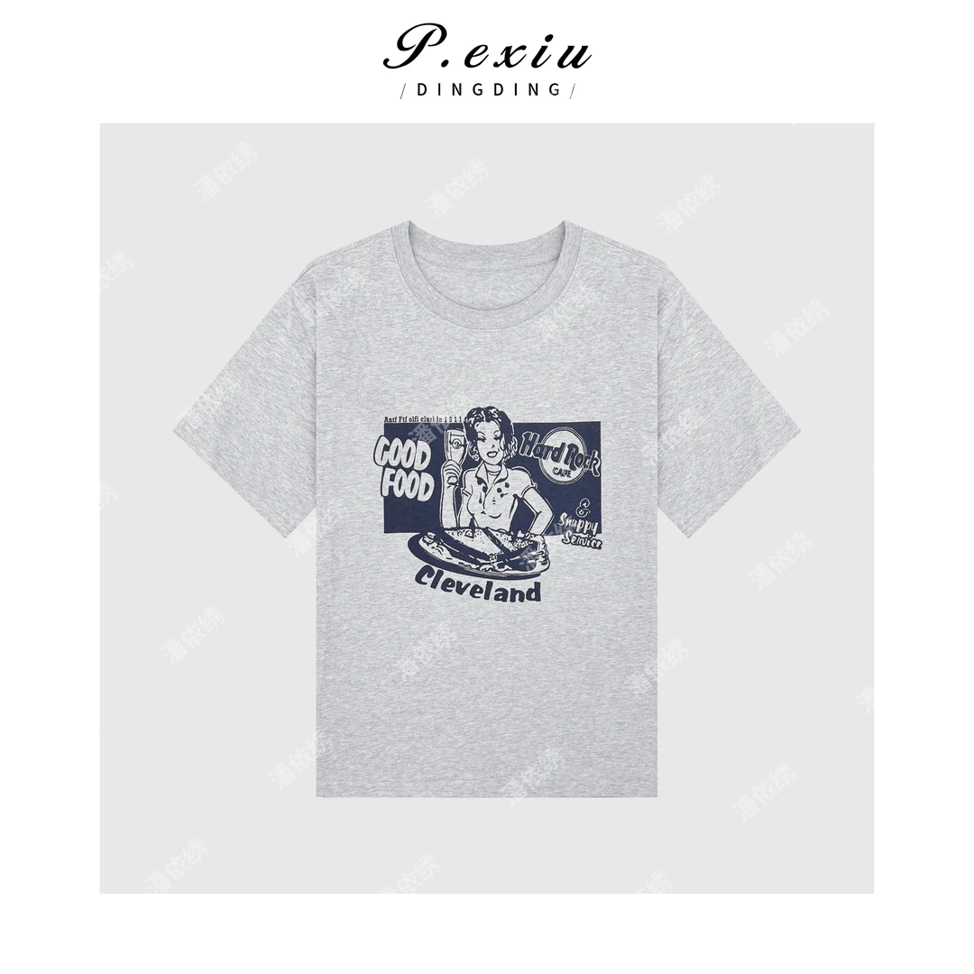 韩版休闲卡通圆领短袖 Q34108