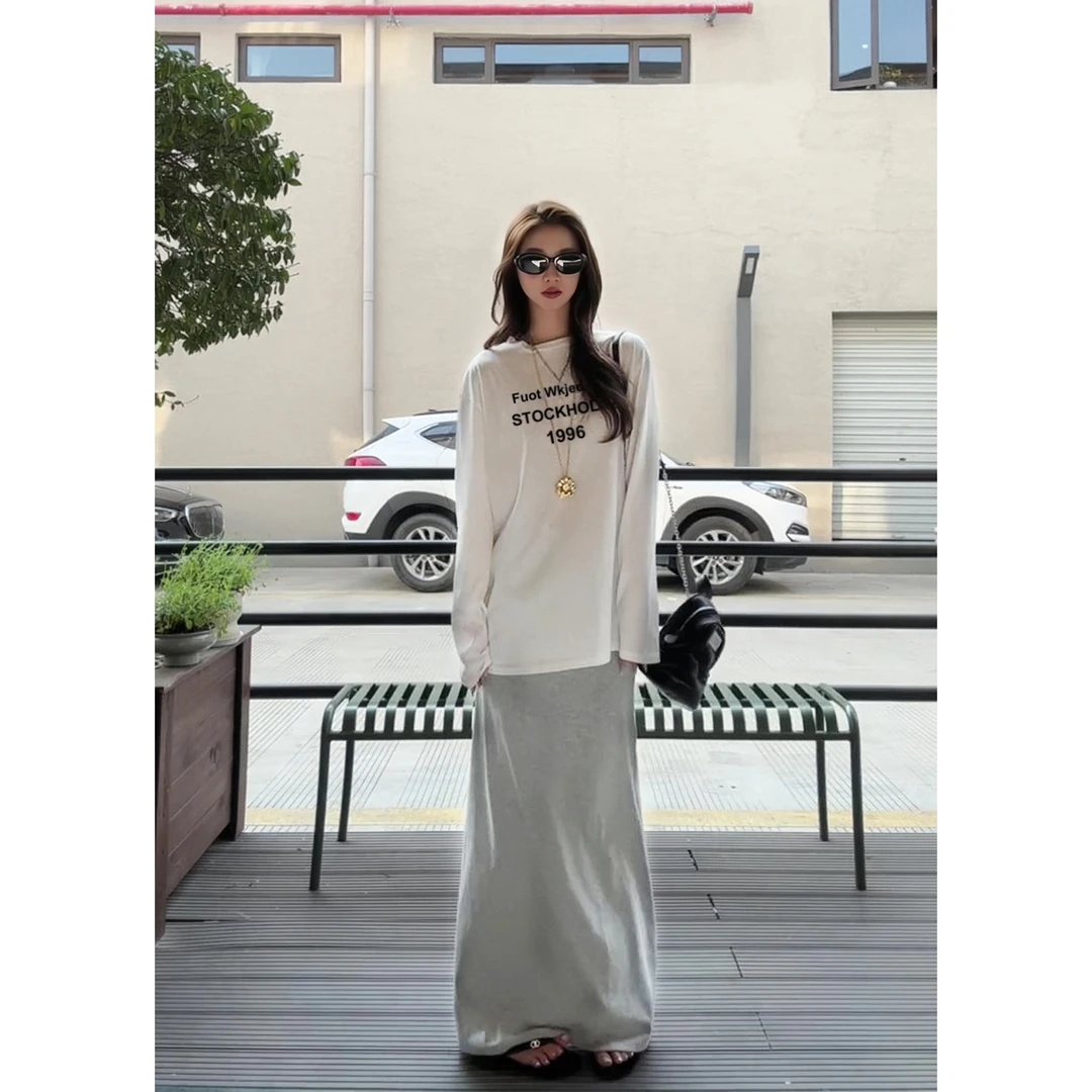 新款韩版穿搭休闲防晒字母印花时尚罩衫女夏季时尚百搭长袖圆领